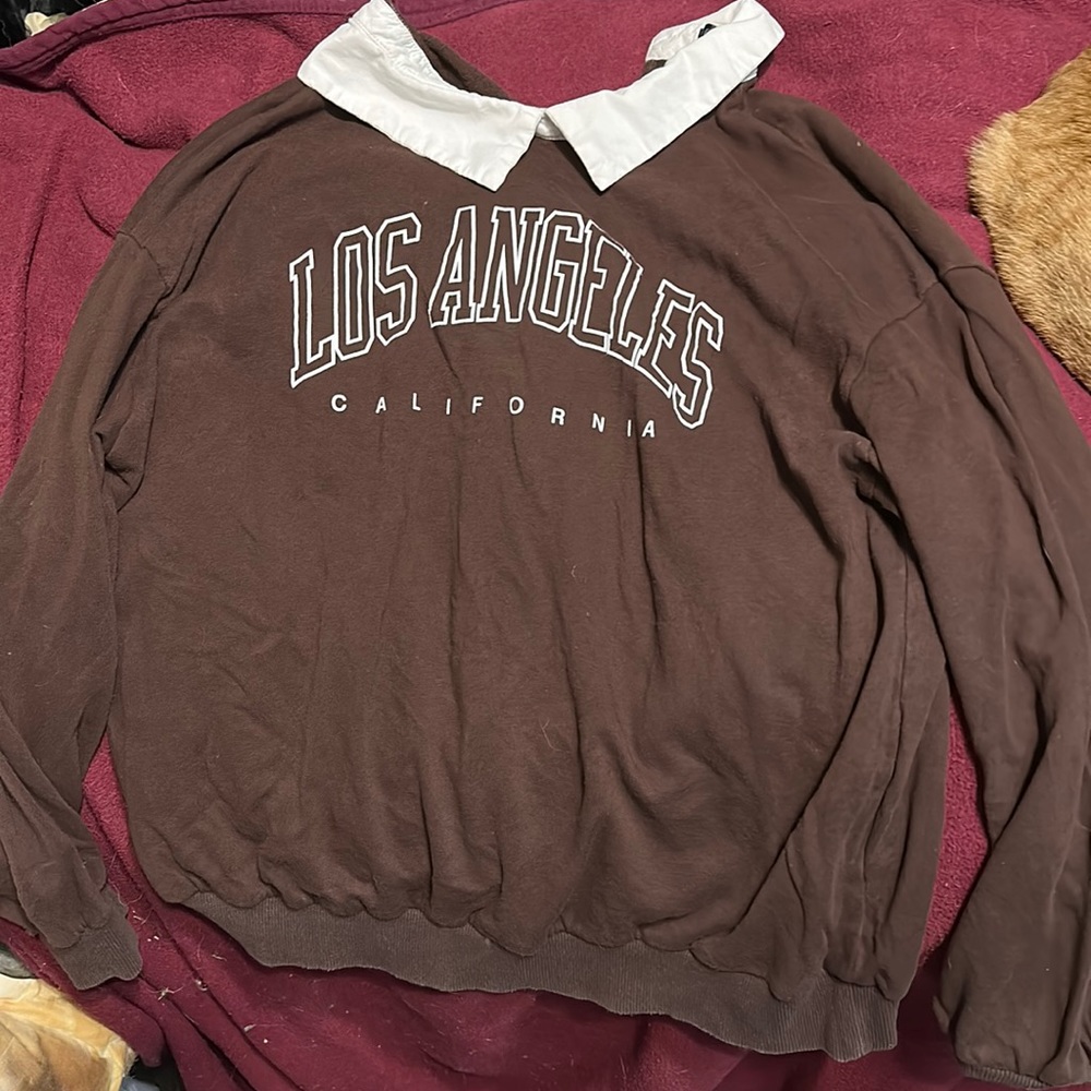 Brown crewneck Los Angeles graphic sweater dark acedemia cottagecore